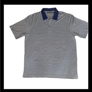 Cutter & Buck Men’s Blue and White Striped Golf Polo Size XLT EUC
